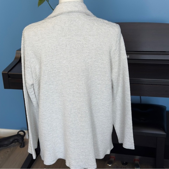 Eileen Fisher Knit Organic Cotton Blazer Stone Gray Women’s size Large Petite - Picture 6 of 13